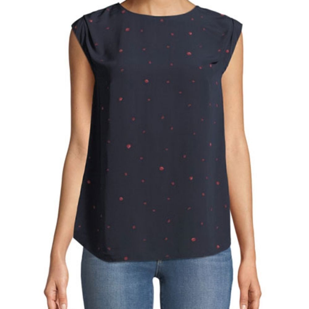 Joie kelda cap sleeve ladybug top blue red size medium Viscose